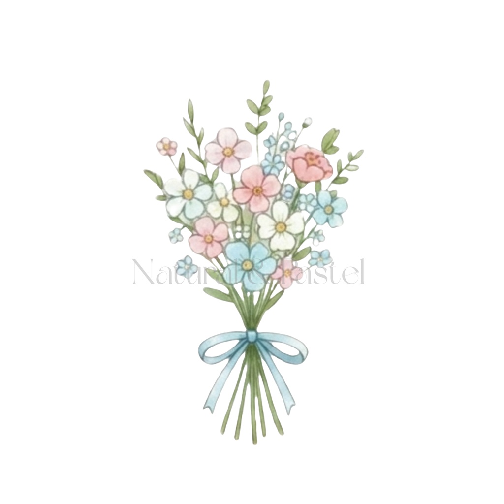 🌸 Daily Girly ClipArt|ガーリー女の子&小物 水彩クリップアート 22点セット(PNG/背景透過)