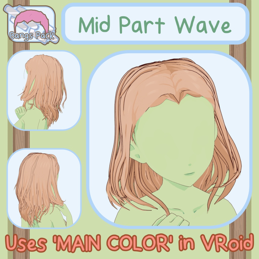 Mid Part Wave - Medium VRoid Hair Preset