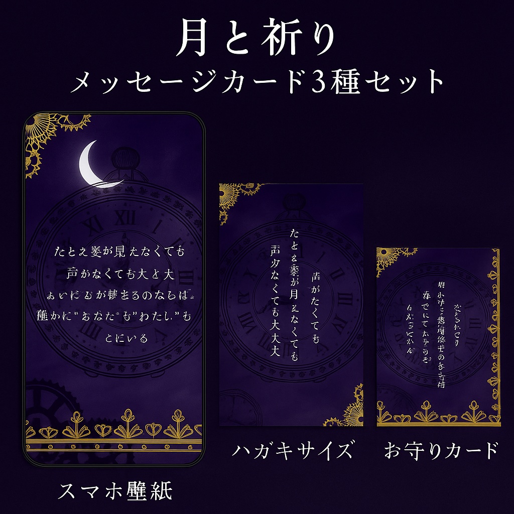 祈りのカード-月と祈り(壁紙・お守り)