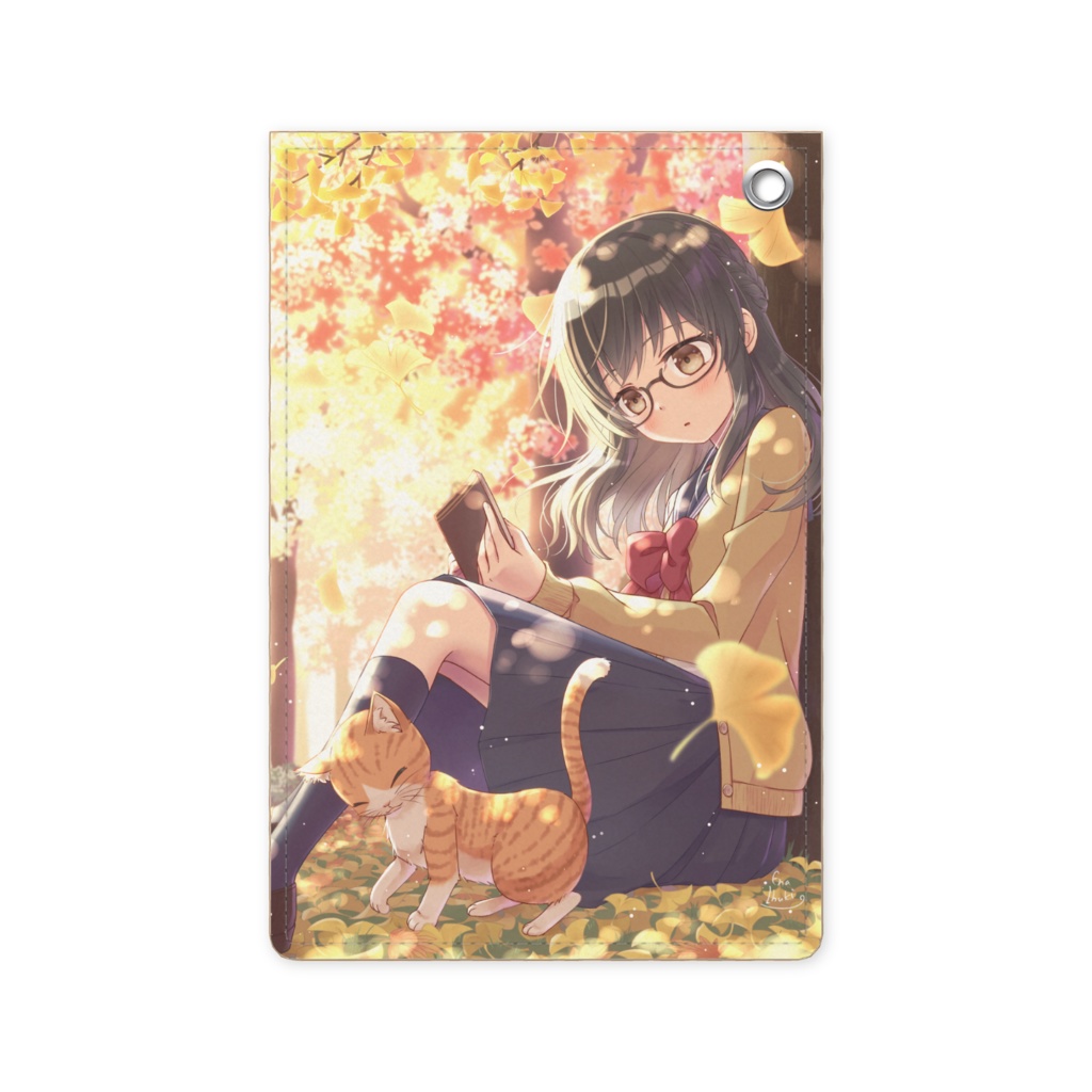 猫と読書の秋 パスケース
