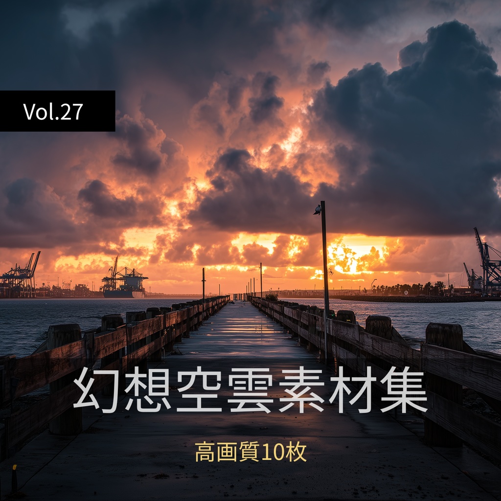 幻想的な空と雲の背景素材【高画質10枚】Vol.27〈夕焼け編〉