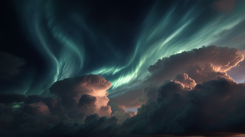 幻想的な空と雲の背景素材【高画質10枚】Vol.41〈オーロラ編〉
