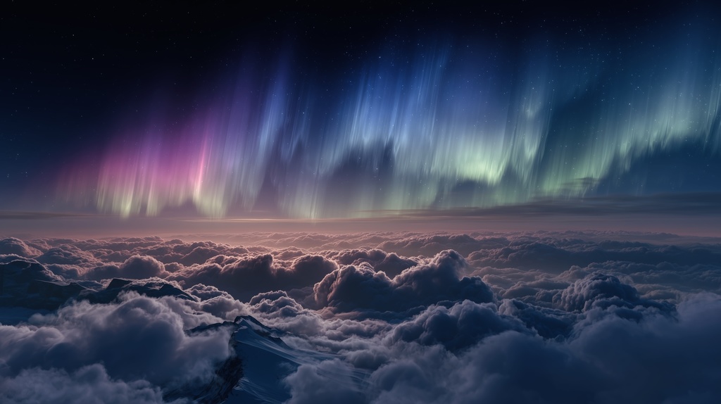 幻想的な空と雲の背景素材【高画質10枚】Vol.41〈オーロラ編〉