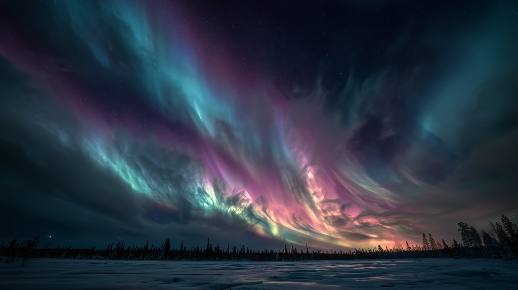 幻想的な空と雲の背景素材【高画質10枚】Vol.42〈オーロラ編〉