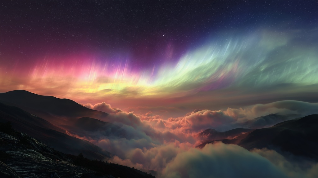 幻想的な空と雲の背景素材【高画質10枚】Vol.42〈オーロラ編〉