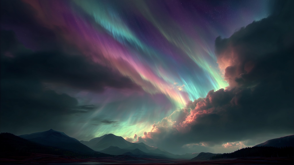 幻想的な空と雲の背景素材【高画質10枚】Vol.43〈オーロラ編〉