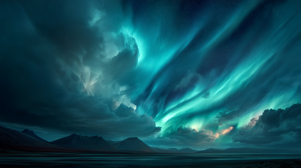 幻想的な空と雲の背景素材【高画質10枚】Vol.43〈オーロラ編〉