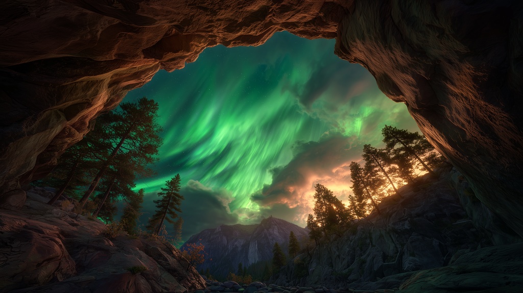 幻想的な空と雲の背景素材【高画質10枚】Vol.44〈オーロラ編〉