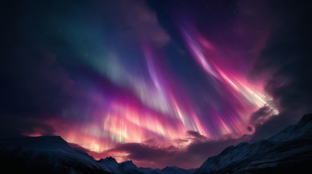 幻想的な空と雲の背景素材【高画質10枚】Vol.44〈オーロラ編〉