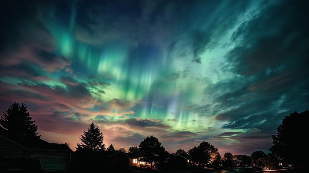 幻想的な空と雲の背景素材【高画質10枚】Vol.44〈オーロラ編〉