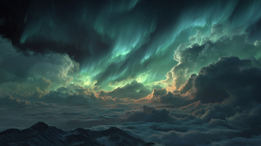 幻想的な空と雲の背景素材【高画質10枚】Vol.44〈オーロラ編〉