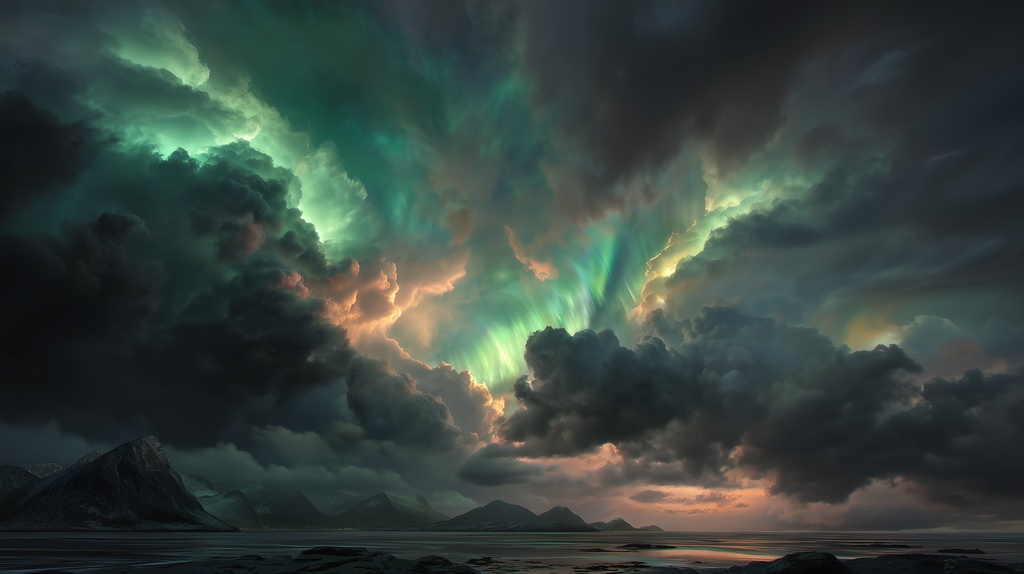 幻想的な空と雲の背景素材【高画質10枚】Vol.45〈オーロラ編〉