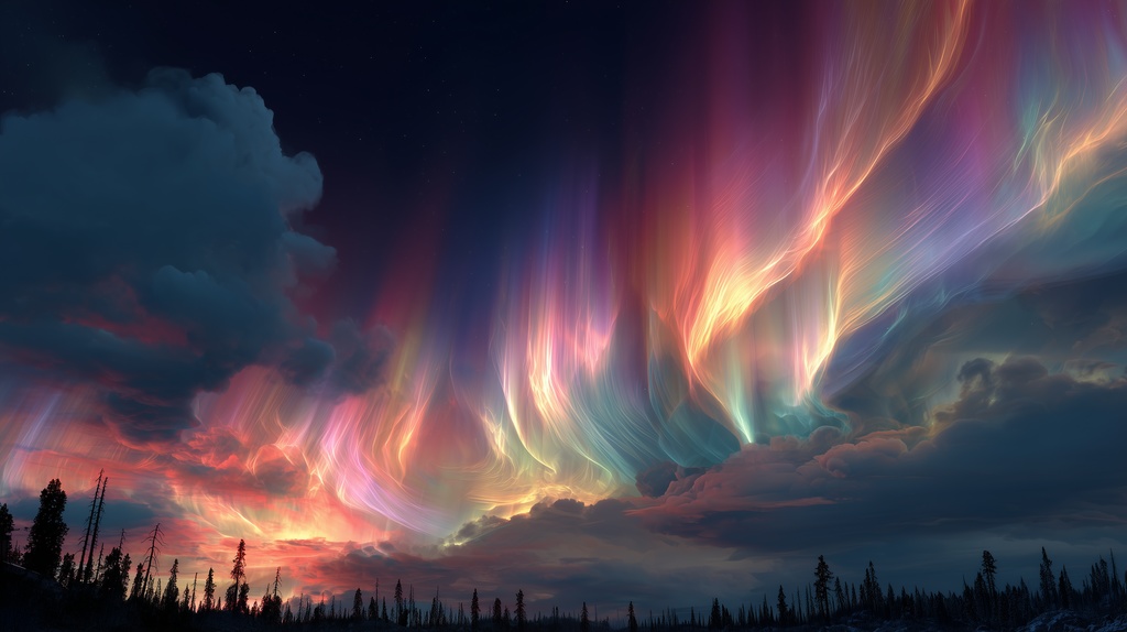 幻想的な空と雲の背景素材【高画質10枚】Vol.45〈オーロラ編〉