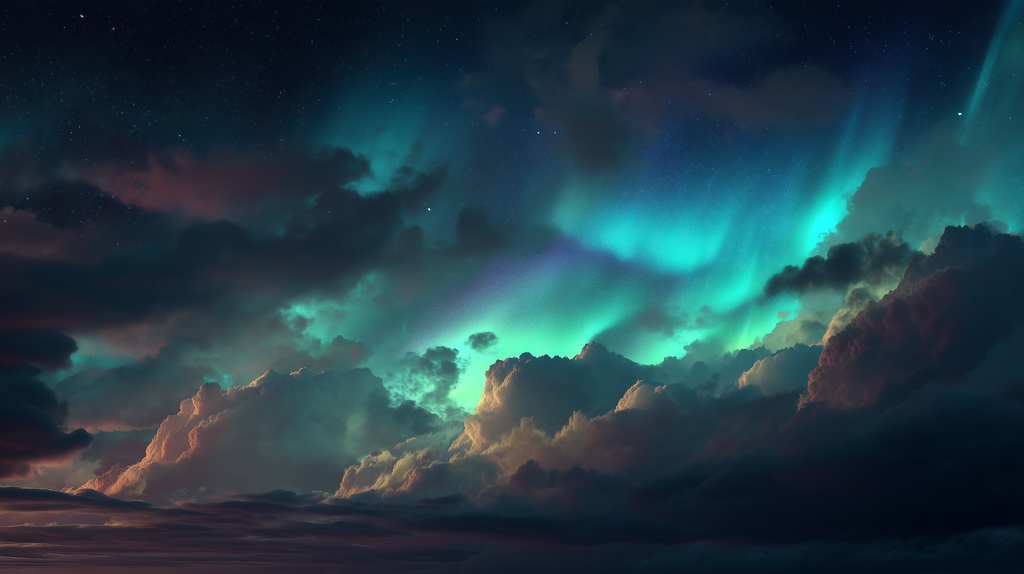 幻想的な空と雲の背景素材【高画質10枚】Vol.46〈オーロラ編〉