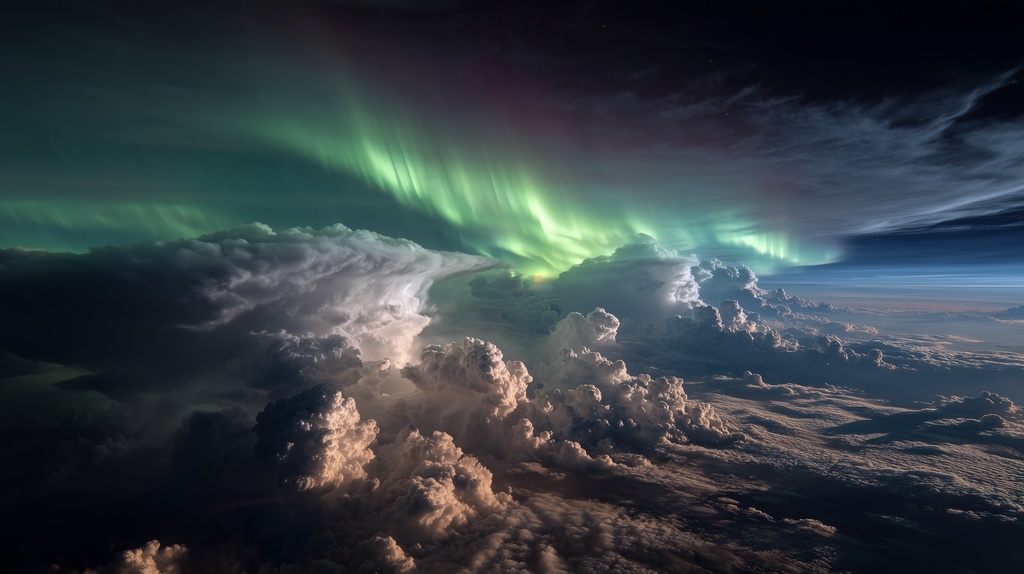 幻想的な空と雲の背景素材【高画質10枚】Vol.46〈オーロラ編〉