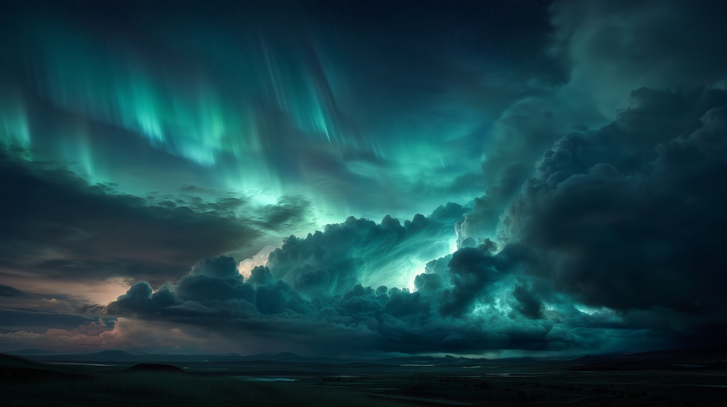幻想的な空と雲の背景素材【高画質10枚】Vol.47〈オーロラ編〉