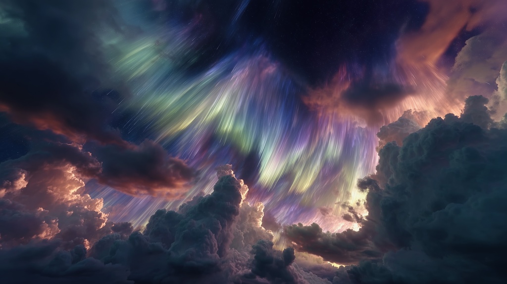 幻想的な空と雲の背景素材【高画質10枚】Vol.47〈オーロラ編〉