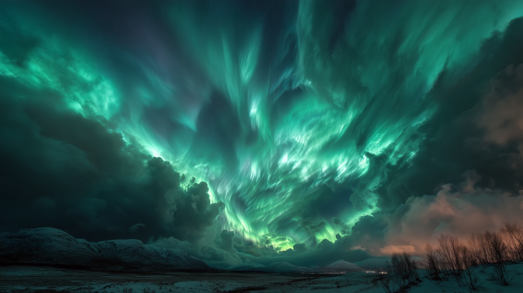 幻想的な空と雲の背景素材【高画質10枚】Vol.48〈オーロラ編〉