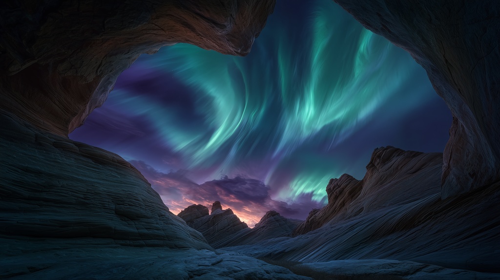 幻想的な空と雲の背景素材【高画質10枚】Vol.48〈オーロラ編〉