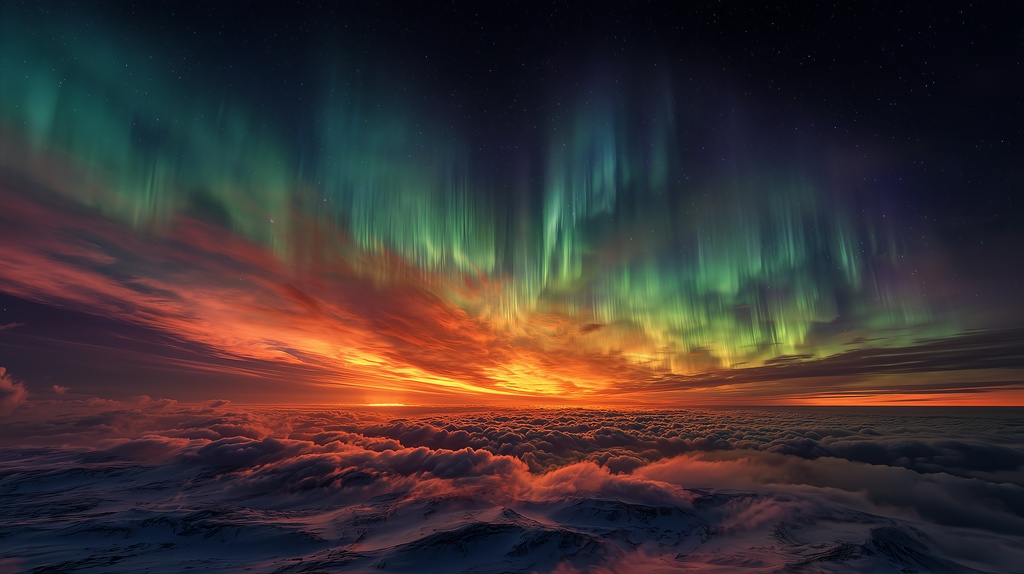 幻想的な空と雲の背景素材【高画質10枚】Vol.49〈オーロラ編〉