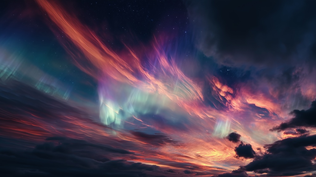 幻想的な空と雲の背景素材【高画質10枚】Vol.49〈オーロラ編〉