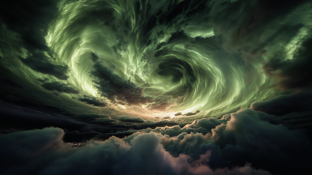 幻想的な空と雲の背景素材【高画質10枚】Vol.49〈オーロラ編〉