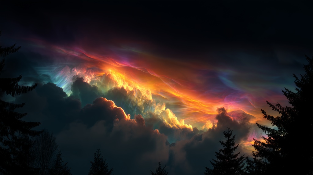 幻想的な空と雲の背景素材【高画質10枚】Vol.51〈彩雲編〉