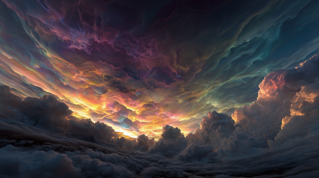 幻想的な空と雲の背景素材【高画質10枚】Vol.52〈彩雲編〉