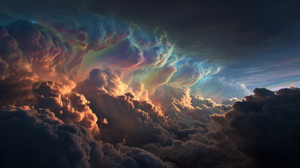 幻想的な空と雲の背景素材【高画質10枚】Vol.53〈彩雲編〉