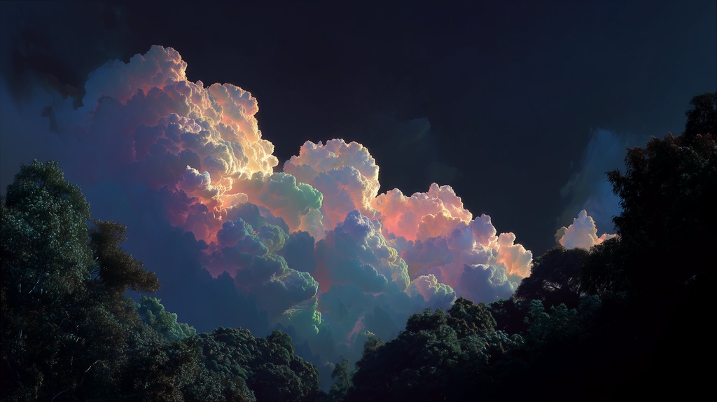 幻想的な空と雲の背景素材【高画質10枚】Vol.54〈彩雲編〉
