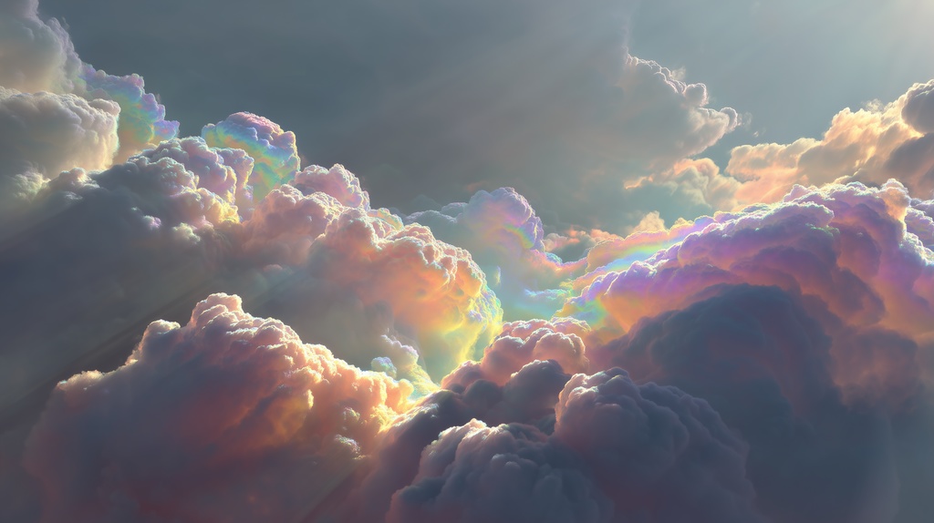 幻想的な空と雲の背景素材【高画質10枚】Vol.56〈彩雲編〉