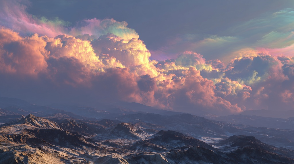 幻想的な空と雲の背景素材【高画質10枚】Vol.59〈彩雲編〉