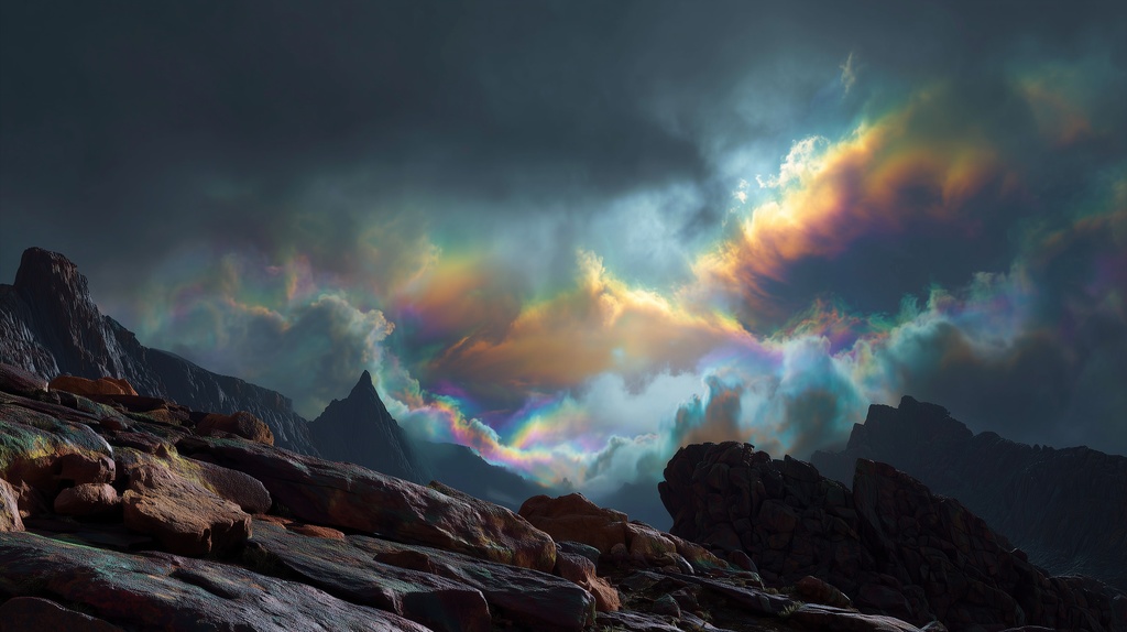 幻想的な空と雲の背景素材【高画質10枚】Vol.59〈彩雲編〉