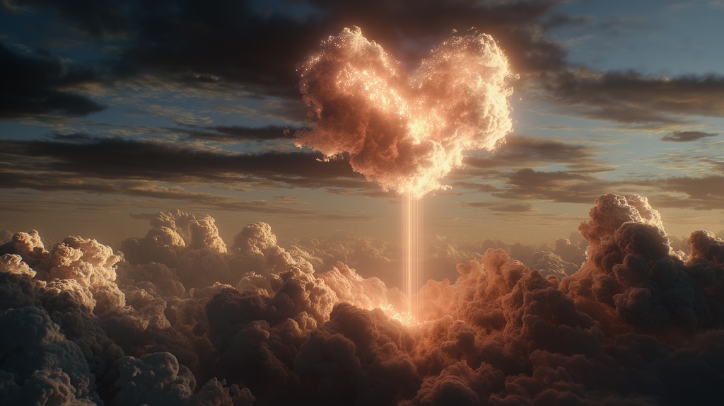 幻想的な空と雲の背景素材【高画質10枚】Vol.61〈ハート雲編〉