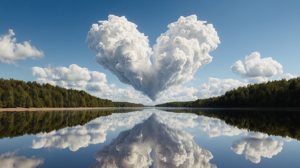 幻想的な空と雲の背景素材【高画質10枚】Vol.62〈ハート雲編〉