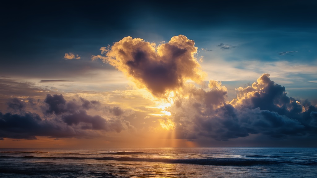 幻想的な空と雲の背景素材【高画質10枚】Vol.62〈ハート雲編〉