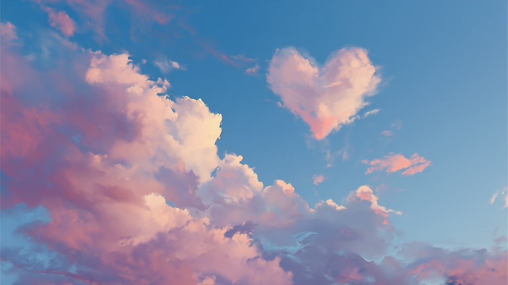 幻想的な空と雲の背景素材【高画質10枚】Vol.62〈ハート雲編〉