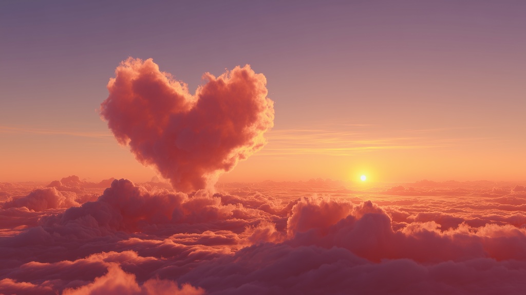 幻想的な空と雲の背景素材【高画質10枚】Vol.63〈ハート雲編〉