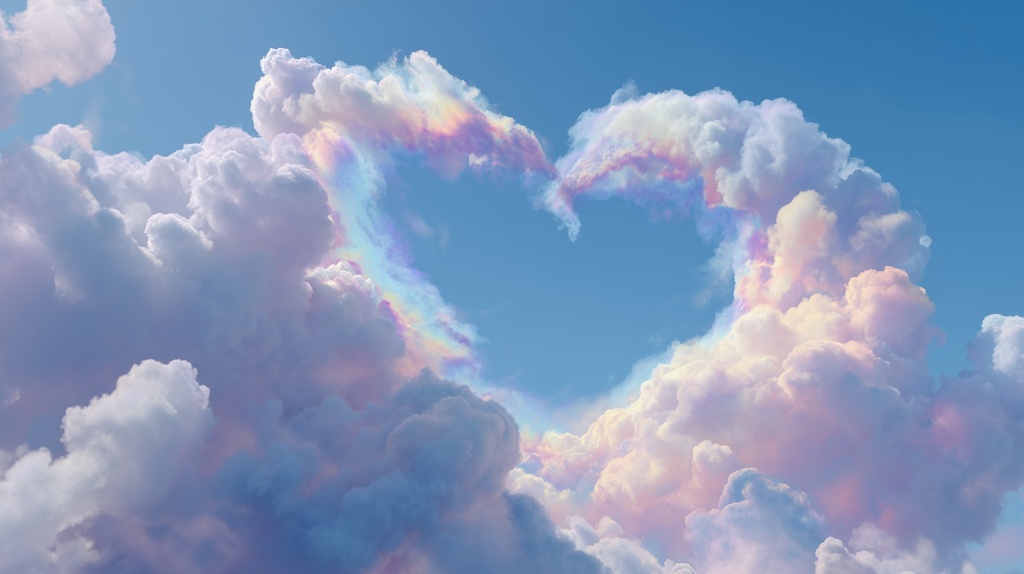 幻想的な空と雲の背景素材【高画質10枚】Vol.64〈ハート雲編〉