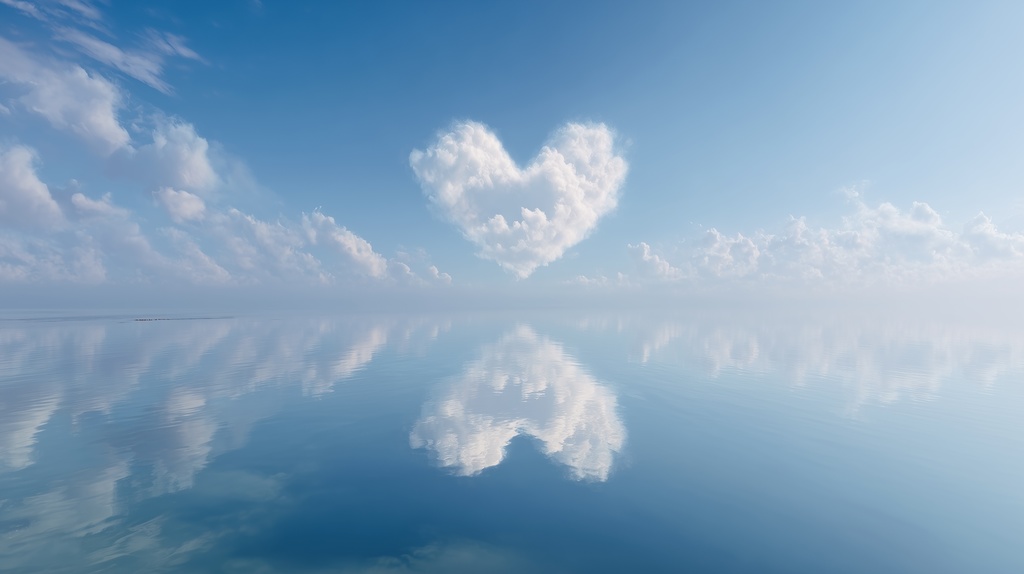 幻想的な空と雲の背景素材【高画質10枚】Vol.65〈ハート雲編〉