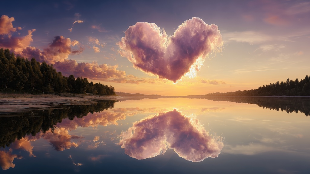 幻想的な空と雲の背景素材【高画質10枚】Vol.65〈ハート雲編〉