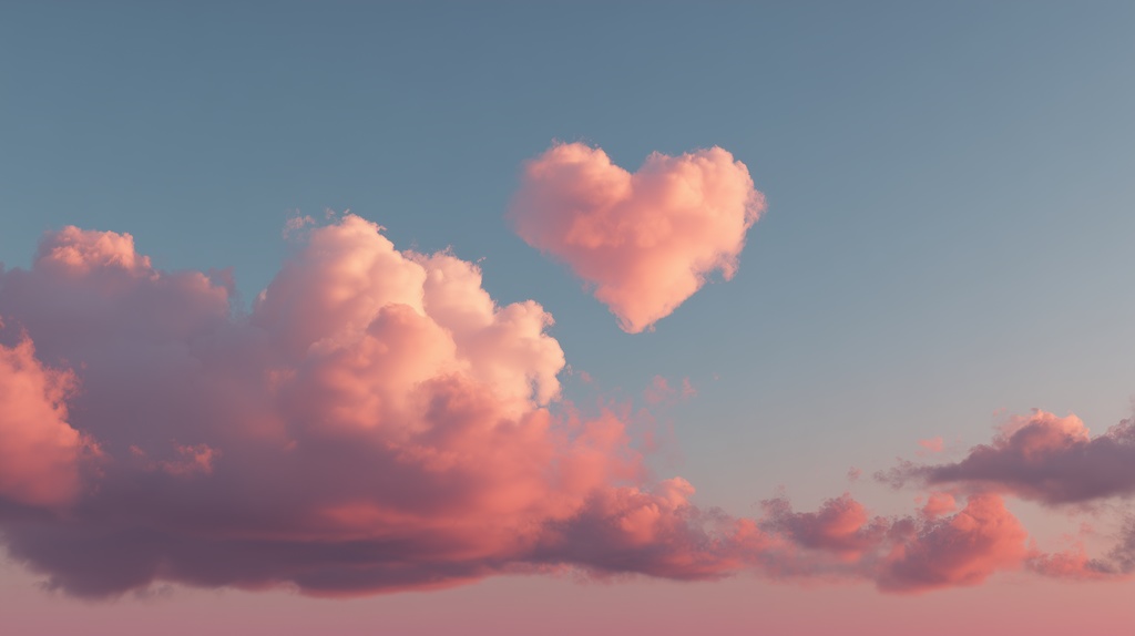 幻想的な空と雲の背景素材【高画質10枚】Vol.66〈ハート雲編〉