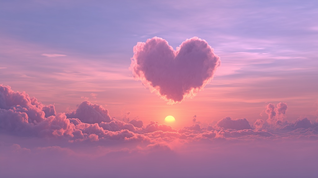 幻想的な空と雲の背景素材【高画質10枚】Vol.66〈ハート雲編〉