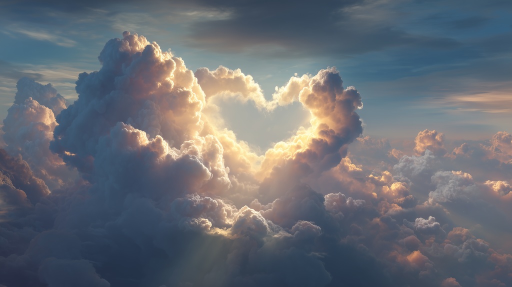 幻想的な空と雲の背景素材【高画質10枚】Vol.66〈ハート雲編〉