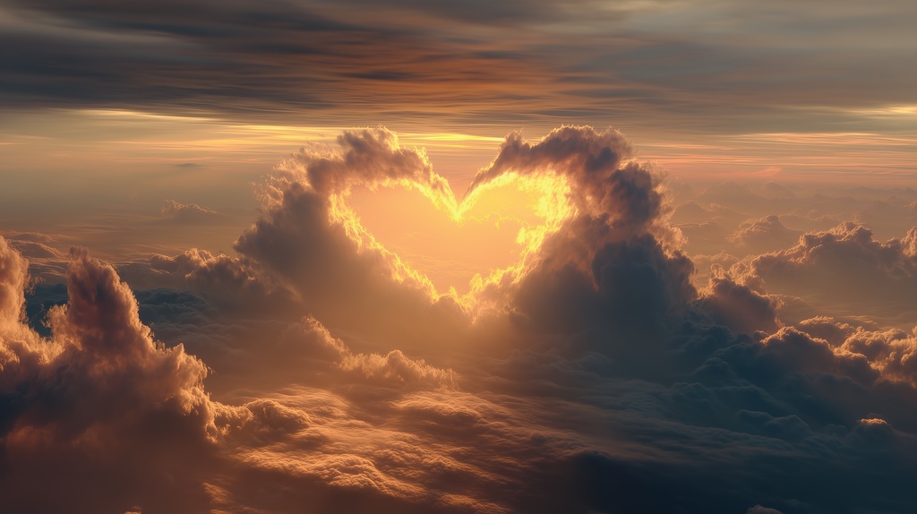 幻想的な空と雲の背景素材【高画質10枚】Vol.67〈ハート雲編〉