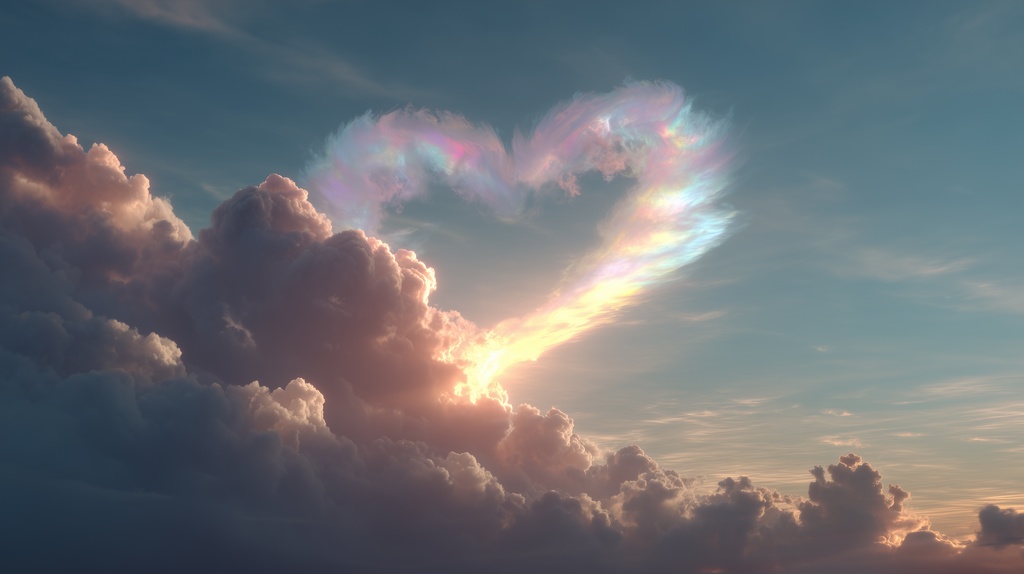 幻想的な空と雲の背景素材【高画質10枚】Vol.67〈ハート雲編〉