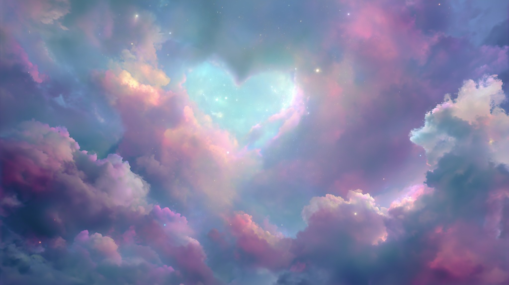 幻想的な空と雲の背景素材【高画質10枚】Vol.67〈ハート雲編〉