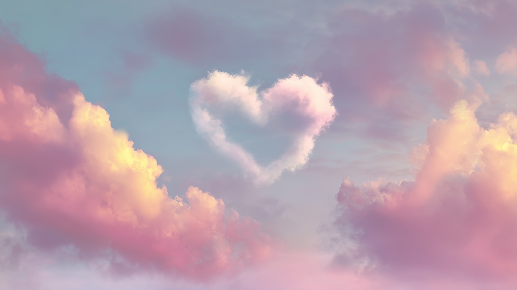 幻想的な空と雲の背景素材【高画質10枚】Vol.68〈ハート雲編〉