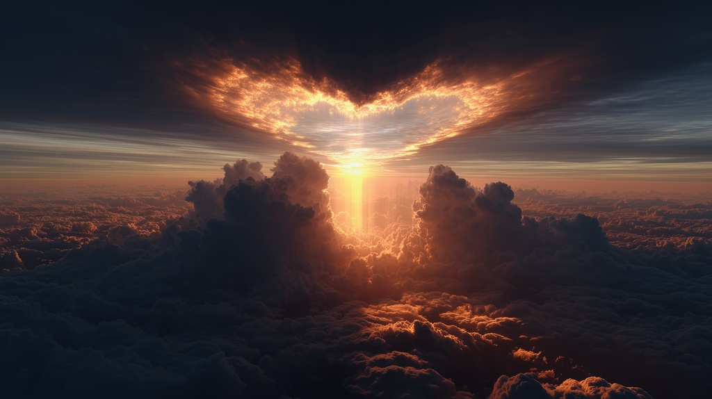 幻想的な空と雲の背景素材【高画質10枚】Vol.68〈ハート雲編〉