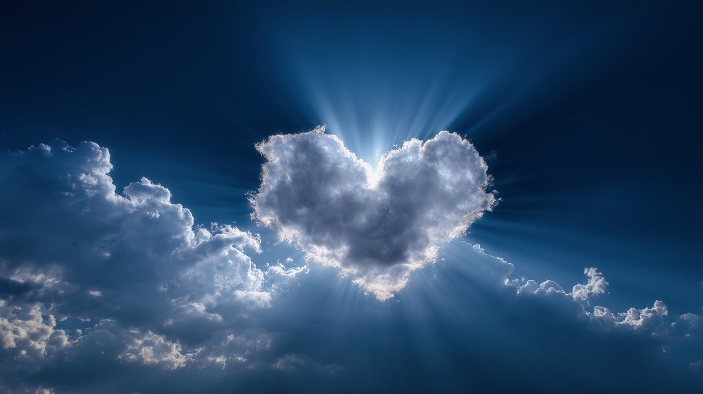 幻想的な空と雲の背景素材【高画質10枚】Vol.68〈ハート雲編〉